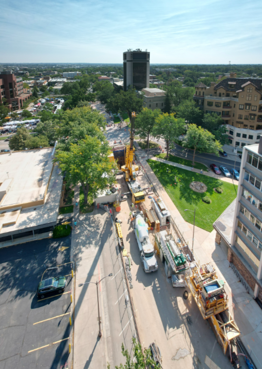 Birdseye view of Oak St project